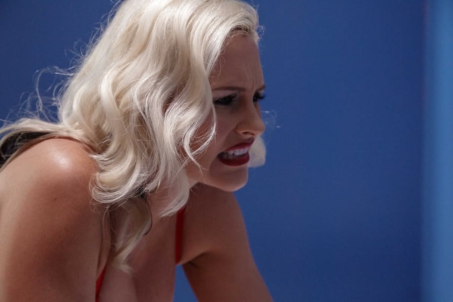 Alena Croft's sexy blonde MILF body in stunning red dress flashes tits before steamy sex - 6