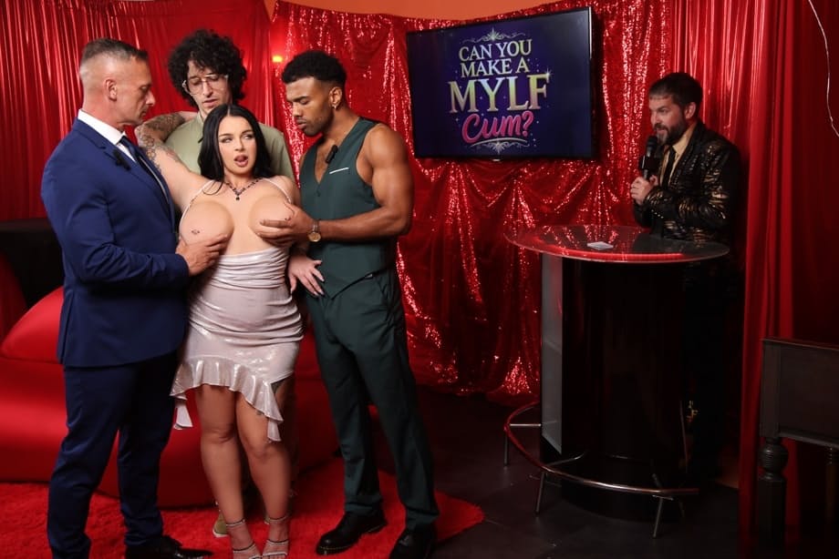 Troy A domine en tant que MILF sexy Payton Preslee à genoux devant des hommes excités - 5