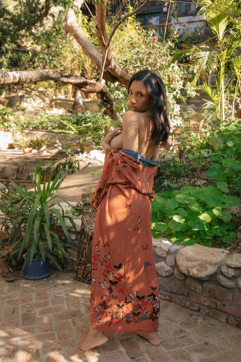 Steph's explicit nude poses unfold as captivating garden centerfold models - 12